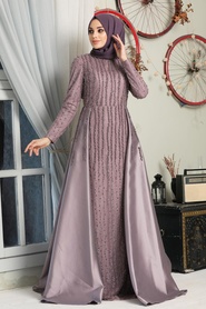Lila Hijab Evening Dress 7600LILA - Thumbnail