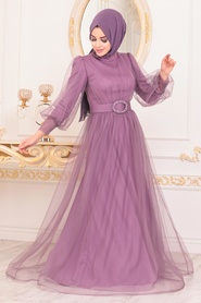 Lila Hijab Evening Dress 40881LILA - Thumbnail
