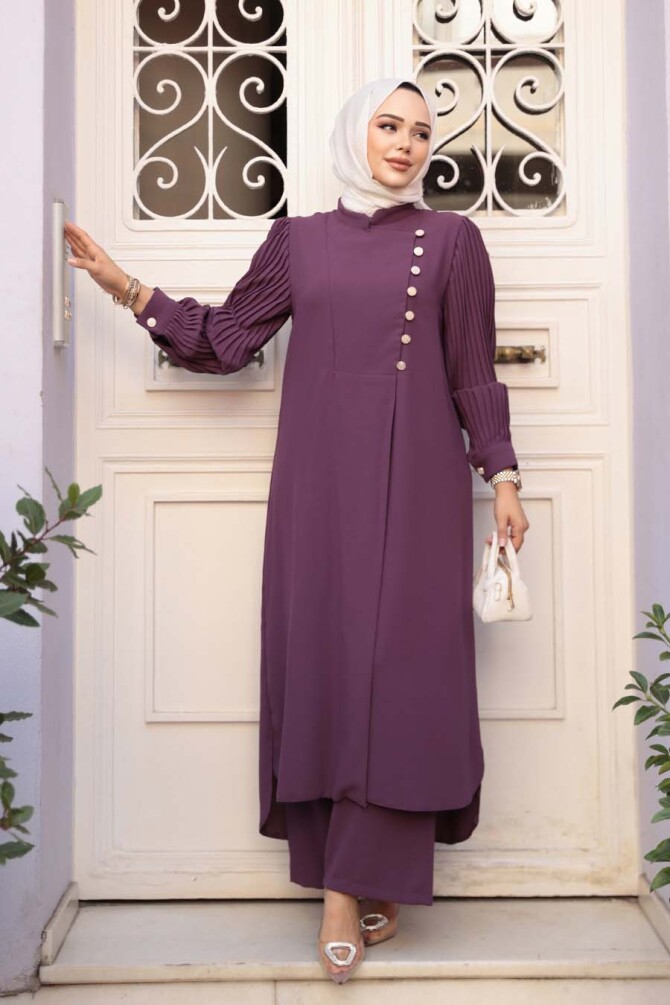 Lila Tesettür İkili Takım 7655LILA - 1