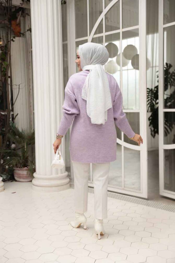 Lila Tesettür Triko Kazak Tunik 7852LILA - 3