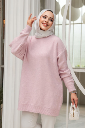 Lila Tesettür Triko Kazak Tunik 8824LILA - 3