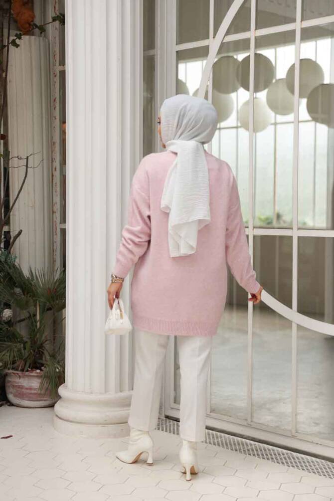 Lila Tesettür Triko Kazak Tunik 8824LILA - 4