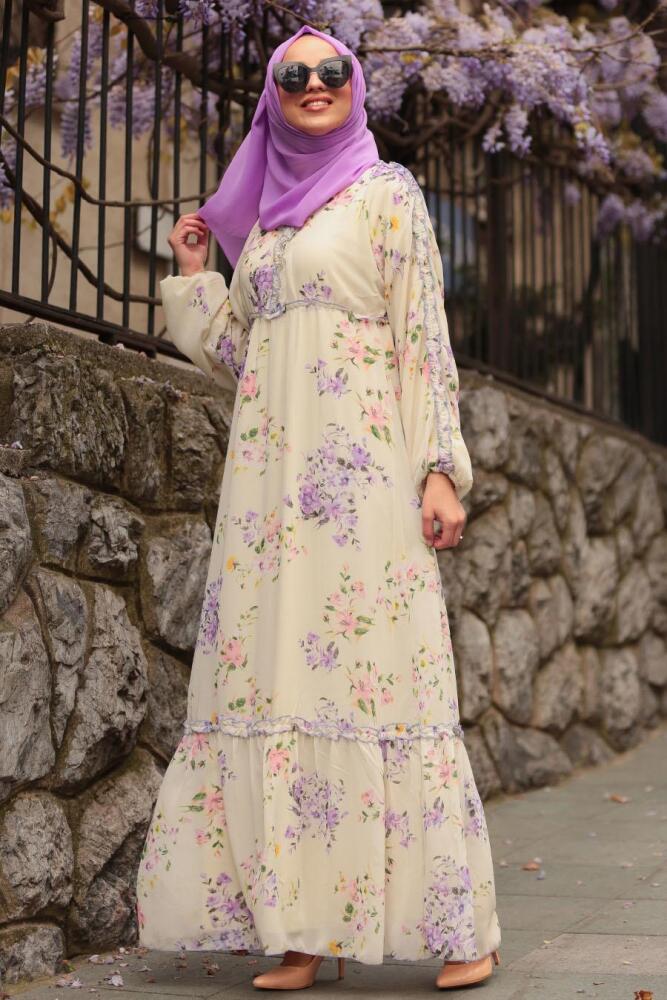 Lilas- Nayla Collection - Robe Hijab 10355LILA - 1