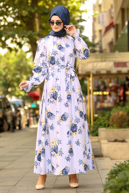 Lilas- Nayla Collection - Robe Hijab 41491LILA