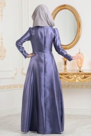 Lilas-Tesettürlü Abiye Elbise - Robe de Soirée Hijab 3755KLILA - Thumbnail
