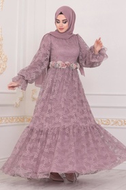 Lilas - Tesettürlü Abiye Elbise - Robe de Soirée Hijab - 40411LILA - Thumbnail