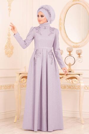 Lilas - Tesettürlü Abiye Elbise - Robes de Soirée 36540LILA - 1