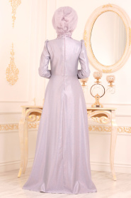 Lilas- Tesettürlü Abiye Elbise - Robes de Soirée 36550LILA - Thumbnail