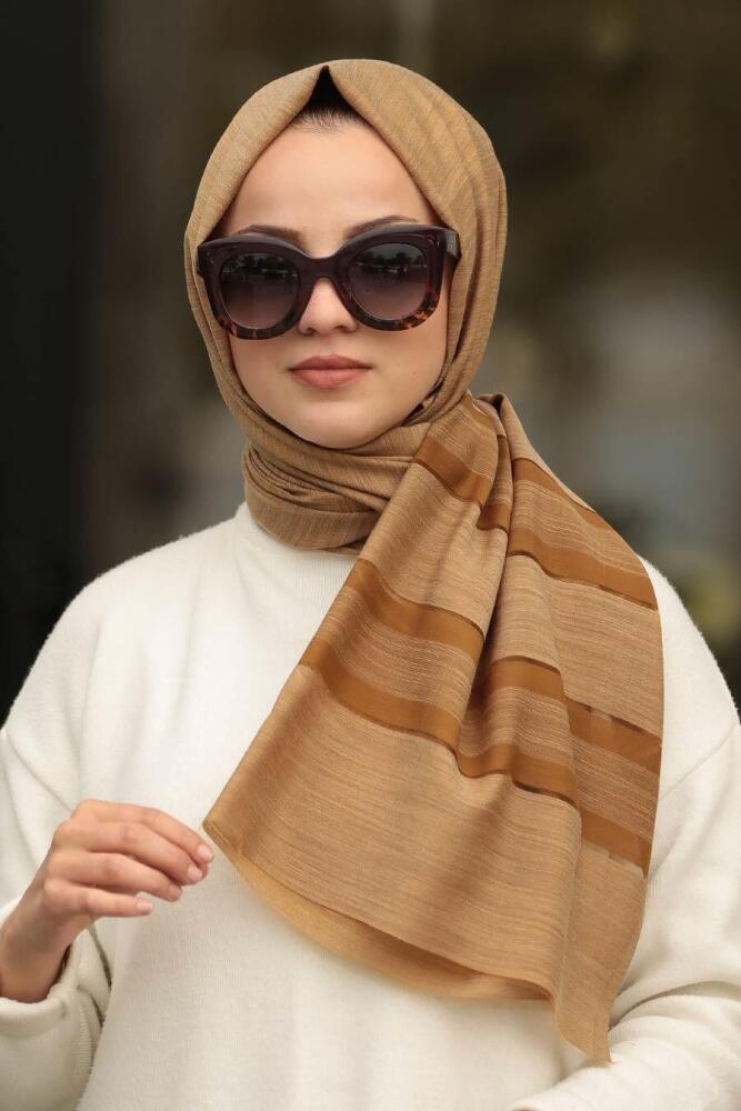 Line Patterned Mustard Shawl 7507HR - 1