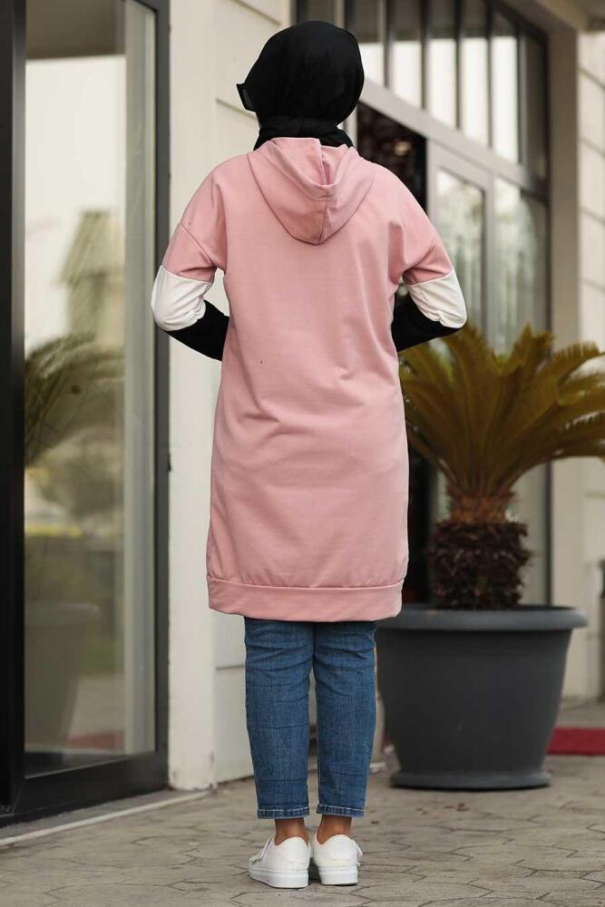  Love Yazılı Pudra Tesettür Sweatshirt 1160PD - 2