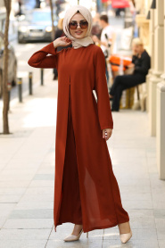 Marron Jaunatre - Nayla Collection - Combinaison Hijab 5017TB - Thumbnail