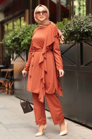Marron Jaunatre - Nayla Collection - Combination Hijab - 2207TB - Thumbnail