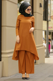 Marron Jaunatre - Nayla Collection - Combination Hijab 41440TB - Thumbnail