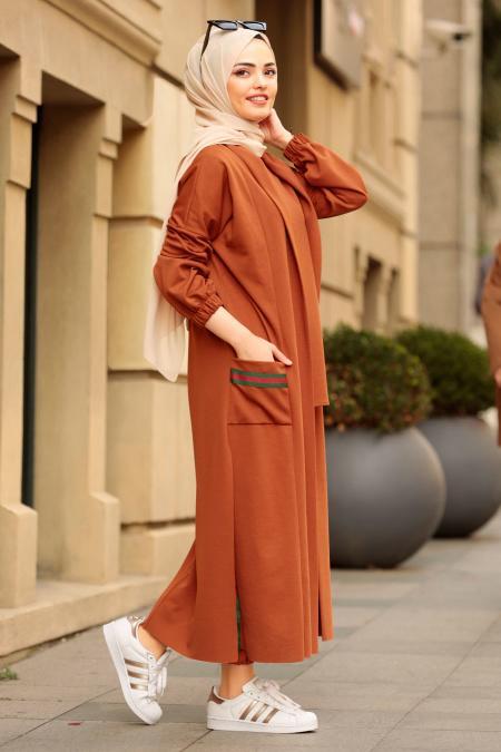 Marron Jaunatre - Nayla Collection - Combination Hijab 7003TB - 1