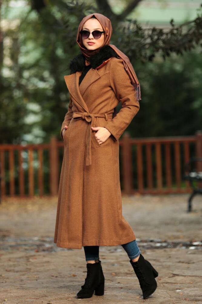 Marron Jaunatre - Nayla Collection - Hijab Manteau 5406TB - 2