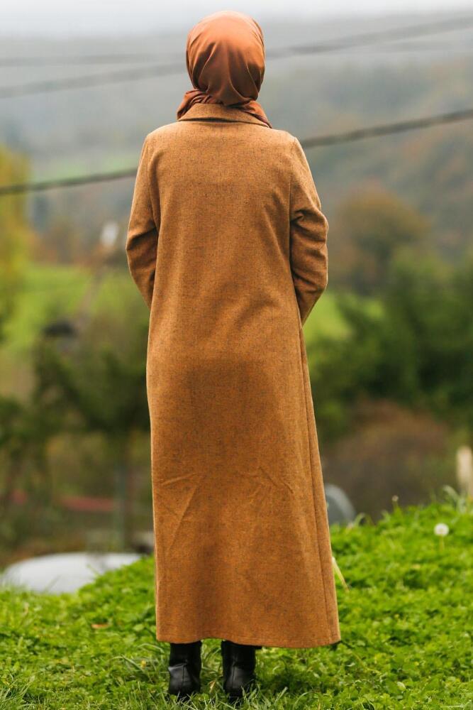 Marron Jaunatre - Nayla Collection - Manteau Hijab 2445TB - 2