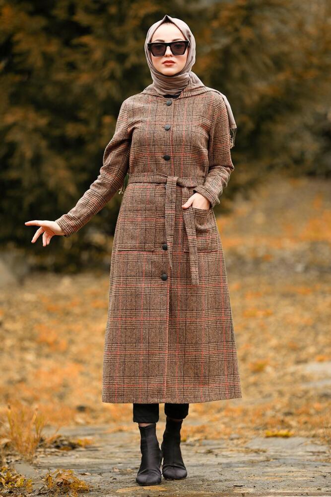 Marron Jaunatre - Nayla Collection - Manteau Hijab 4427TB - 1