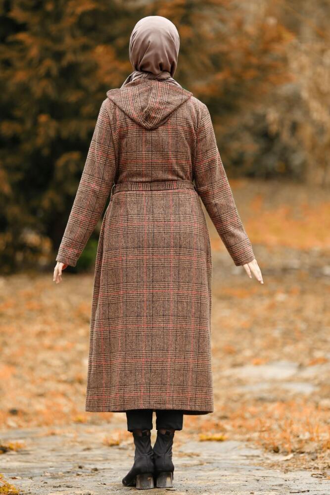 Marron Jaunatre - Nayla Collection - Manteau Hijab 4427TB - 2