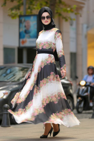 Marron Jaunatre - Nayla Collection - Robe Hijab 100432TB - Thumbnail