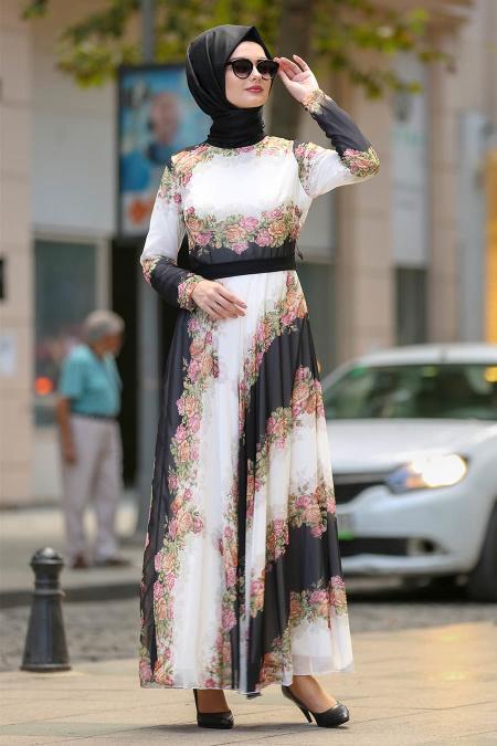 Marron Jaunatre - Nayla Collection - Robe Hijab 100432TB - 2
