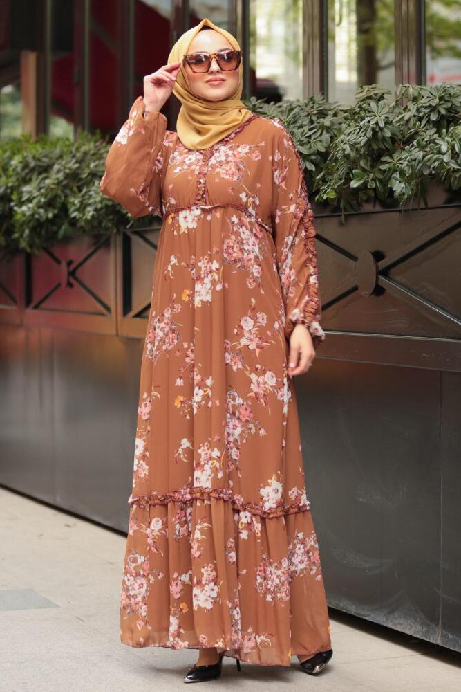 Marron Jaunatre - Nayla Collection - Robe Hijab 10355TB - 1