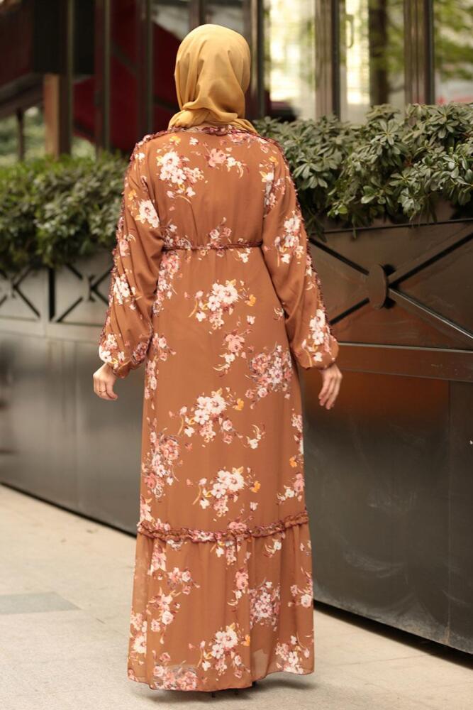 Marron Jaunatre - Nayla Collection - Robe Hijab 10355TB - 2