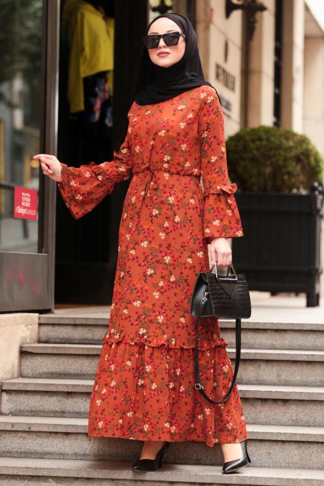 Marron Jaunatre- Nayla Collection - Robe Hijab 1254TB - 1