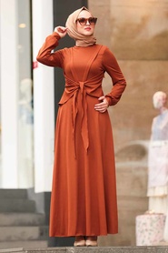 Marron Jaunatre - Nayla Collection - Robe Hijab - 157TB - Thumbnail