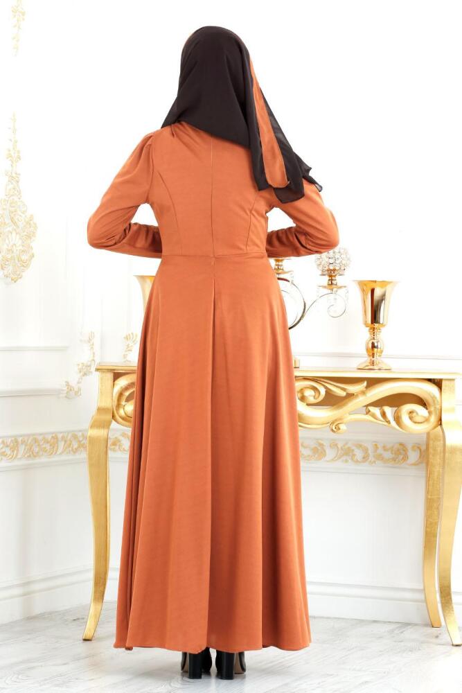Marron Jaunatre - Nayla Collection - Robe Hijab 20960TB - 3