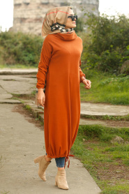 Marron Jaunatre - Nayla Collection - Robe Hijab 2471TB - Thumbnail