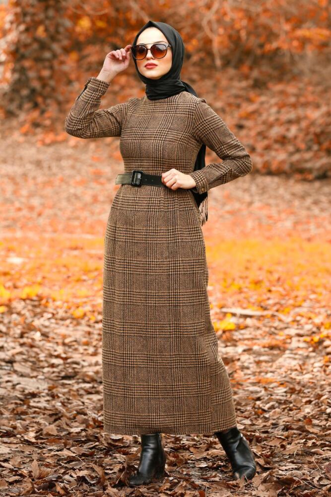 Marron Jaunatre - Nayla Collection - Robe Hijab 41230TB - 1