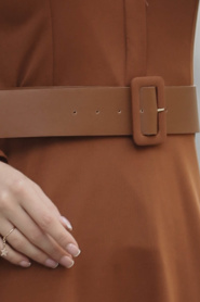 Marron Jaunatre - Nayla Collection - Robe Hijab 41510TB - Thumbnail