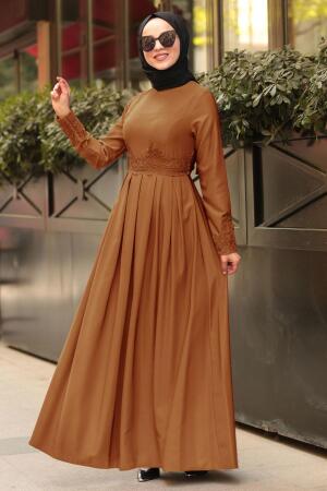 Marron Jaunatre - Nayla Collection - Robe Hijab 42370TB - 1