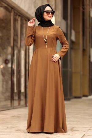 Marron Jaunatre-Nayla Collection -Robe Hijab 4517TB - 1