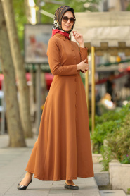 Marron Jaunatre - Nayla Collection - Robe Hijab 5124TB - Thumbnail