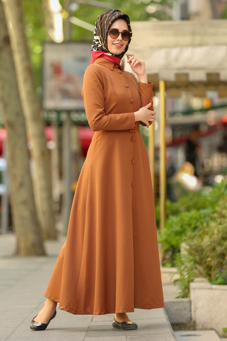 Marron Jaunatre - Nayla Collection - Robe Hijab 5124TB
