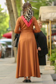 Marron Jaunatre - Nayla Collection - Robe Hijab 5124TB - Thumbnail