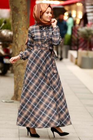 Marron Jaunatre - Nayla Collection - Robe Hijab 8364TB - 1