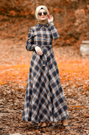 Marron Jaunatre - Nayla Collection - Robe quotidienne Hijab 8343TB - Thumbnail