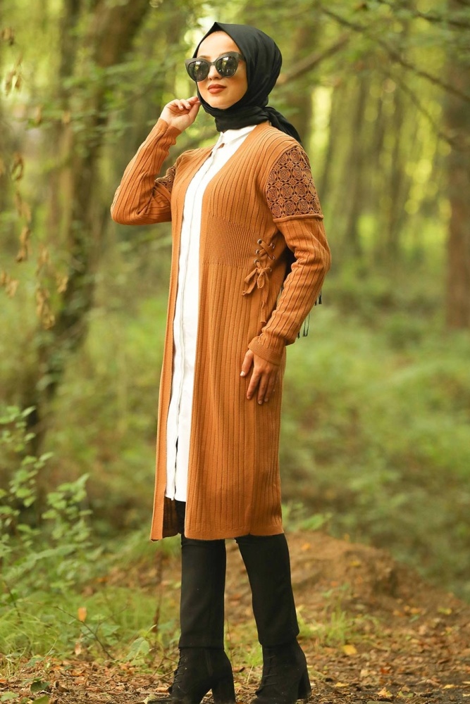 Marron Jaunatre - Neva Style - Cardigan Hijab - 1404TB - 1