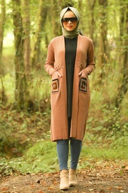 Marron Jaunatre - Neva Style - Cardigan Hijab - 14711TB - Thumbnail