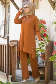 Marron Jaunatre - Neva Style - Combination Hijab- 1072TB - Thumbnail