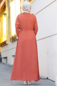 Marron Jaunatre-Neva Style-Hijab Robe-10052TB - Thumbnail