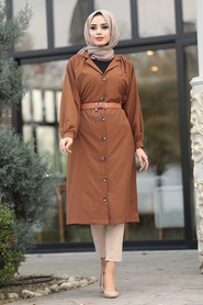 Marron Jaunatre - Neva Style - Manteau Hijab - 5482TB - Thumbnail