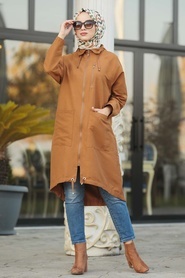 Marron Jaunatre - Neva Style - Manteau Hijab - 5744TB - Thumbnail