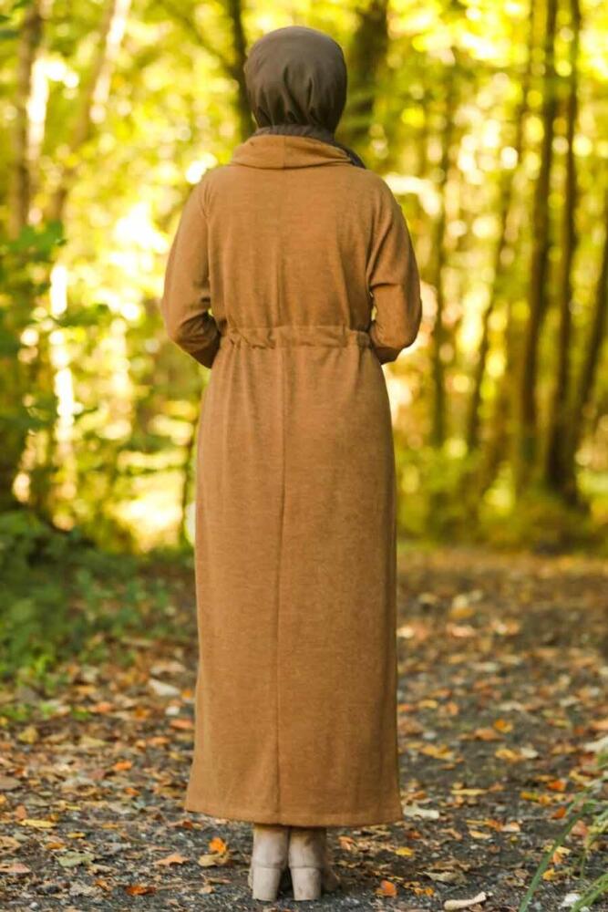 Marron Jaunatre - Neva Style - Robe en tricot hijab - 80350TB - 3