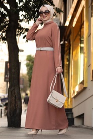 Marron Jaunatre - Neva Style - Robe Hijab - 11064TB - Thumbnail