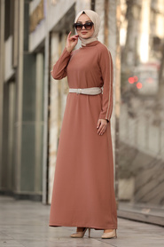 Marron Jaunatre - Neva Style - Robe Hijab - 11064TB - Thumbnail