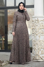 Marron Jaunatre - Neva Style - Robe Hijab - 15440TB - Thumbnail