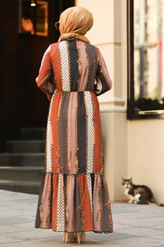 Marron Jaunatre - Neva Style - Robe Hijab - 8026TB - Thumbnail